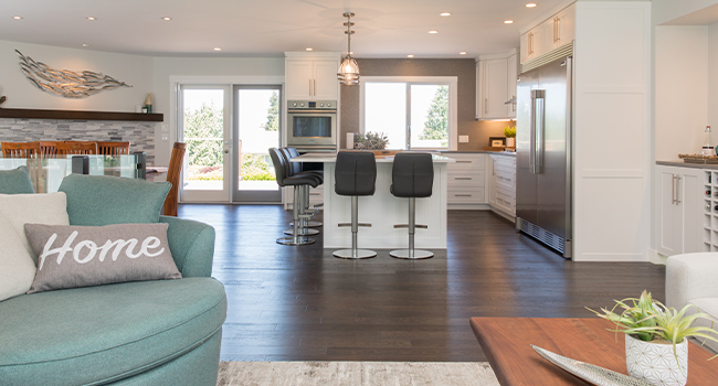 Open-plan residential kitchen and living area